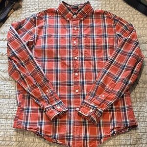 J. Crew Orange and Blue Plaid Casual Shirt